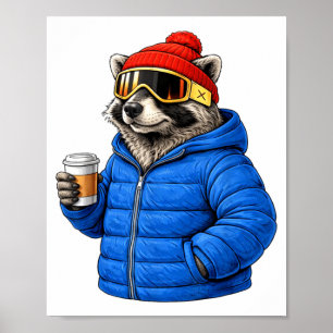 Diermotieven wasbeer après ski shirt skien poster
