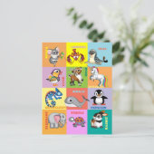 Diernamen met Cartoon Dierlijke Afbeeldingen Briefkaart (Staand voorkant)