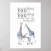 Dierneursery-poster, Safari-thema, Giraffe familie Poster (Voorkant)