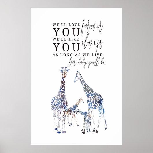 Dierneursery-poster, Safari-thema, Giraffe familie Poster (Voorkant)