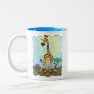 Dierparade Giraffe komt en gaat Tweekleurige Koffiemok