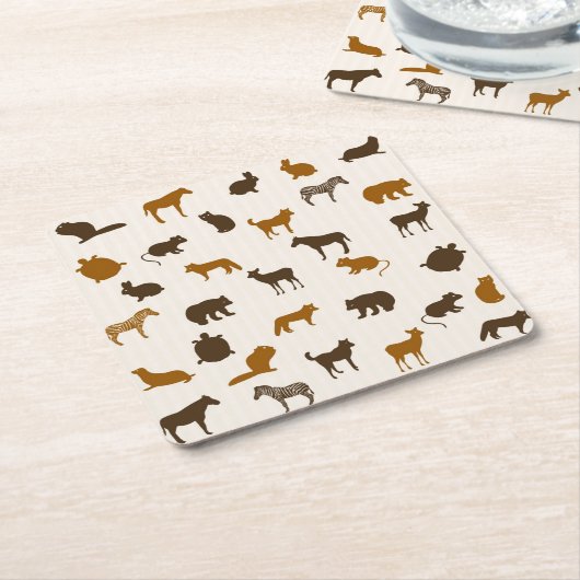 Dierpatroon 1 kartonnen onderzetters (Schuin)