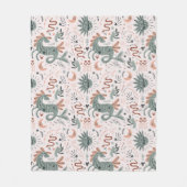 Dierpatroon Roze achtergrondWaterverf voor meisje Fleece Deken (Voorkant)