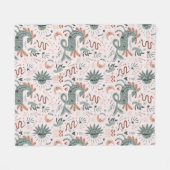 Dierpatroon Roze achtergrondWaterverf voor meisje Fleece Deken (Voorkant (Horizontaal))