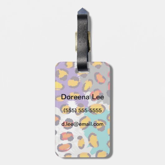 Dierpatroon van wilde dieren bagagelabel (Achterkant verticaal)