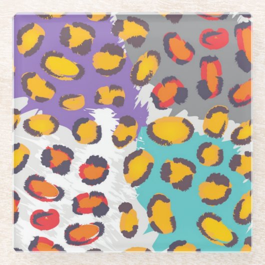 Dierpatroon van wilde dieren glazen onderzetter (Voorkant)