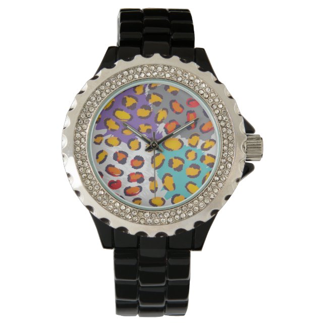Dierpatroon van wilde dieren horloge (Voorkant)