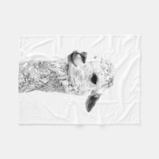 Dierportret van het zwarte en witte lama-boerderij fleece deken (Voorkant (Horizontaal))