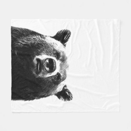Dierportret van zwart en wit beer fleece deken (Voorkant (Horizontaal))