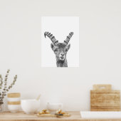 Dierportret van zwarte en witte capricorn poster (Keuken)