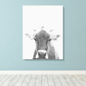 Dierportret van zwarte en witte koe canvas afdruk (Insitu (Houten vloer))