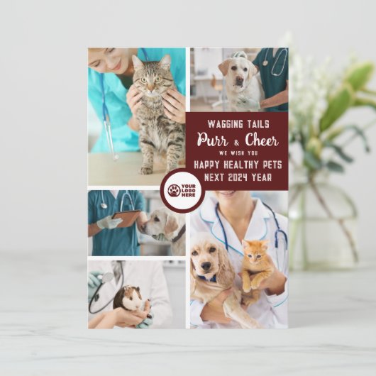 Dierpraktijk Dokter Logo Foto Collage Kerstmis Feestdagenkaart (Staand voorkant)