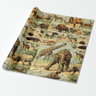 Dierprint Afrikaanse dieren in vintage-stijl Cadeaupapier