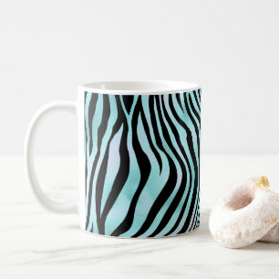 Dierprint Felblauwe Zebrahuid Turkoois Koffiemok