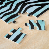 Dierprint felblauwe zebrahuid turquoise legpuzzel (Zijkant)