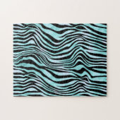 Dierprint felblauwe zebrahuid turquoise legpuzzel (Horizontaal)
