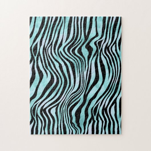 Dierprint felblauwe zebrahuid turquoise legpuzzel (Verticaal)