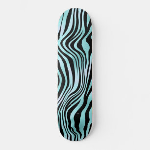 Dierprint felblauwe zebrahuid turquoise persoonlijk skateboard