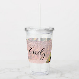 Dierprint Glitter Monogram Naam Acryl Drinkbeker