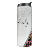Dierprint Glitter Monogram Naam Thermisch T Thermosbeker (Gedraaid links)
