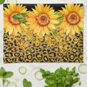 Dierprint glitters en zonnebloemen theedoek (Gevouwen)