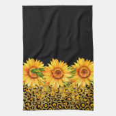 Dierprint glitters en zonnebloemen theedoek (Verticaal)