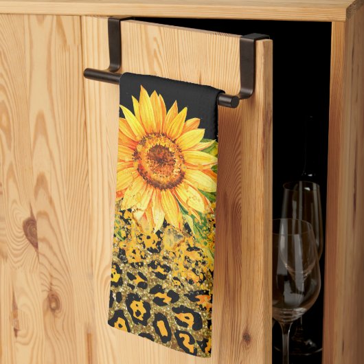 Dierprint glitters en zonnebloemen theedoek (Derde Gevouwen)