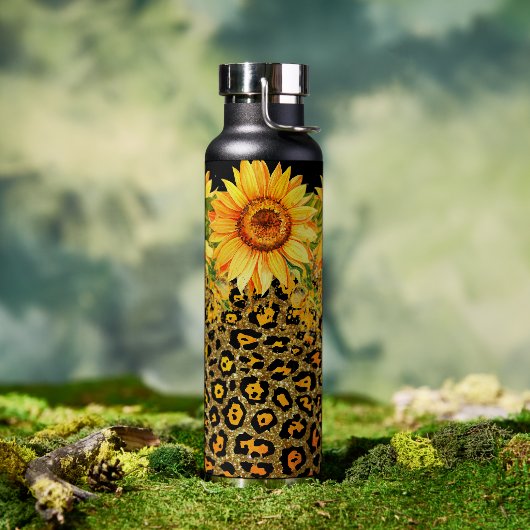 Dierprint glitters en zonnebloemen waterfles (Buiten)