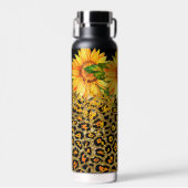 Dierprint glitters en zonnebloemen waterfles (Voorkant)