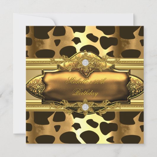 Dierprint Goud 50ste verjaardagsfeestje Kaart (Voorkant)