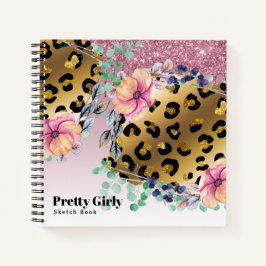 Dierprint Goud Glitter Tekening Niet Pretty Girly Notitieboek