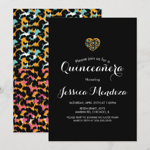 Dierprint Hart Quinceañera Zoete 16 Uitnodiging