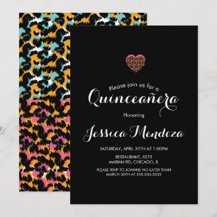 Dierprint Hart Quinceañera Zoete 16 Uitnodiging