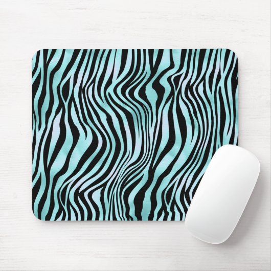 Dierprint Helle Blauwe Zebrahuid Turkoois Muismat (Met muis)
