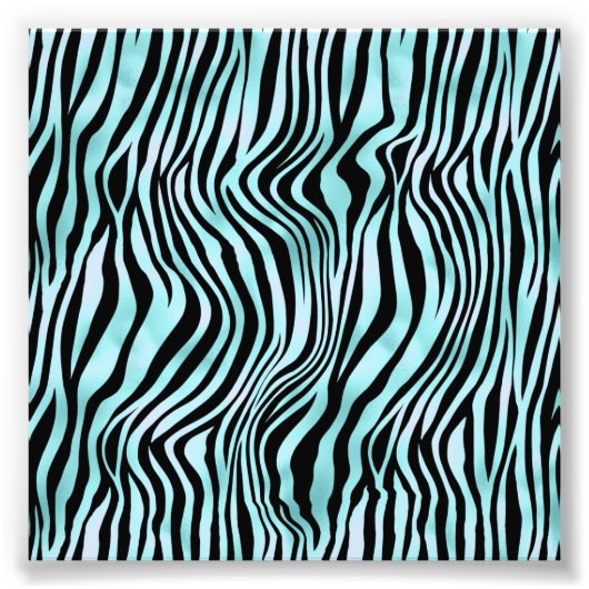 Dierprint Helle Blauwe Zebrahuid Turquoise Foto Afdruk (Voorkant)