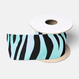 Dierprint Helle Blauwe Zebrahuid Turquoise Satijnen Lint