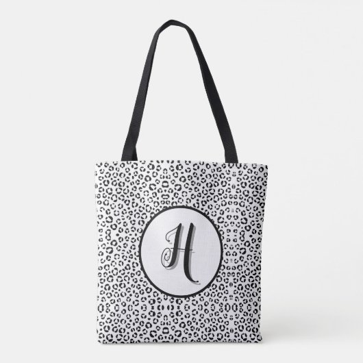 Dierprint in zwart-wit (aanpasbaar) tote bag (Achterkant)