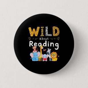 Dierprint lees een boek karakter kinderen dol op ronde button 5,7 cm