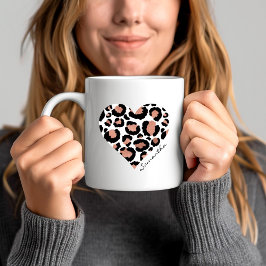Dierprint Luipaard Cheetaar Patroon Hart Naam Koffiemok