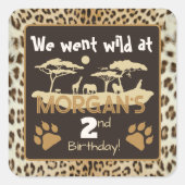 Dierprint Luipaard Verjaardagssticker Vierkante Sticker (Voorkant)