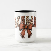 Dierprint MAMA-lettering met bruine strik Mok (Midden)