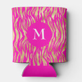 Dierprint met hete roze goud en monogram, glamoure blikjeskoeler (Achterkant)