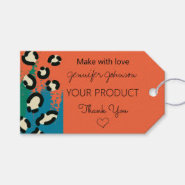 Dierprint Oranje Kleurrijke Prijskaartjes Cadeaulabel