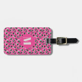 Dierprint roze luipaardpatroon bagagelabel (Voorkant horizontaal)