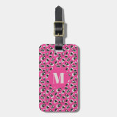 Dierprint roze luipaardpatroon bagagelabel (Voorkant verticaal)