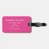 Dierprint roze luipaardpatroon bagagelabel (Achterkant horizontaal)