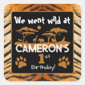 Dierprint Tijger Verjaardagssticker Vierkante Sticker (Voorkant)