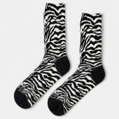 Dierprint, zebra in zwart en wit sokken (Links)