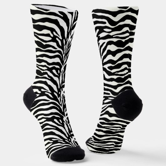 Dierprint, zebra in zwart en wit sokken (Gebogen)