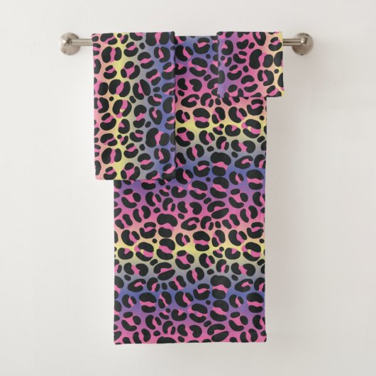 Dierprintpatroon met regenboogluipaard bad handdoek (Insitu)